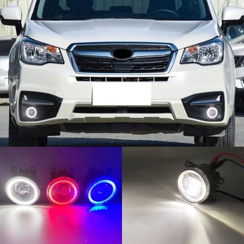 1 Pair 2 Functions For Subaru Forester 2013-2018 Auto LED DRL Daytime Running Light Car Angel Eyes Fog Lamp Foglight