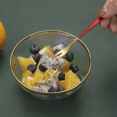 1PC Fruit lotus Appetizer Forks Fruit Fork Stainless Steel Double-toothed Fruit Dessert Fork Kitchen Supplies