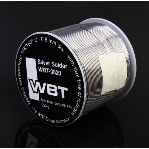 10 feet WBT-0820 0.8mm 4%Ag silver Solder Germany WBT 0820 Silver Solder Wire