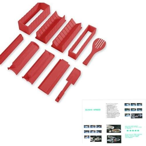 10pcs/set Sushi Maker Multifunctional Mould Rice Roll Mold with Gloves Making Sushi Tools Japanese Rice Ball Cake Roll Mold