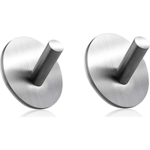 2pcs Bathroom Hanger Towel Hooks Stainless Steel Adhesive Hooks Waterproof Wall Hooks Heavy Duty Stick On Hooks Kitchen Fixture