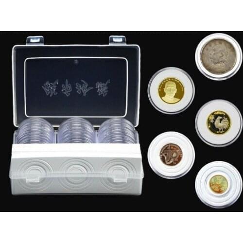 40sets 30pcs/set Plastic Clear Coin Storage Box Round Boxed Coin Holder 17/20.5/25/27/30/32/40mm/46mm Coin Capsule Collection