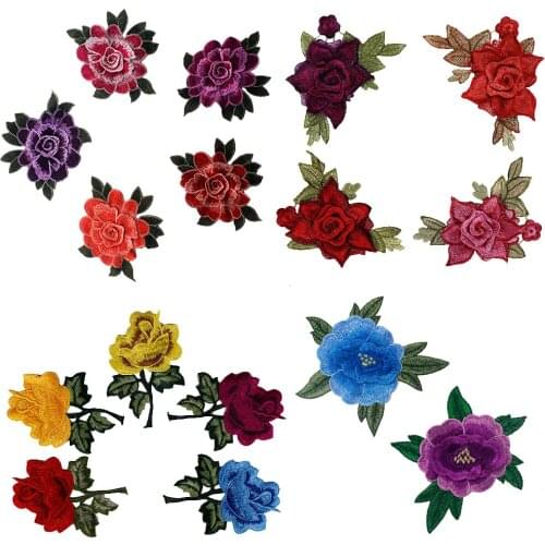 5piece 3D Floral Embroidery Applique Sew On Patches Lace Venice Cord Motif Garment Decoration Sewing Accessorries T2364