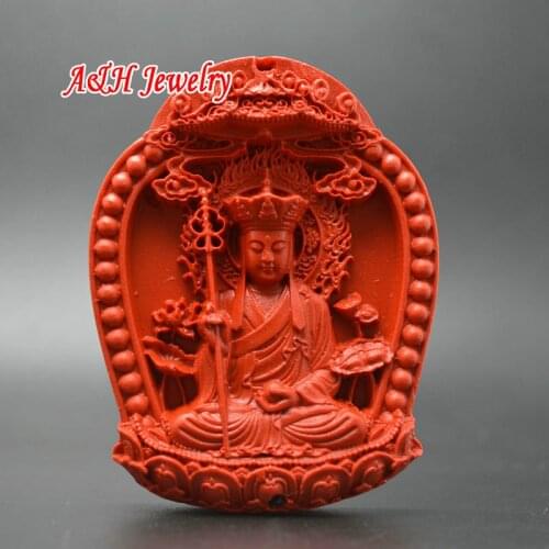 5pcs Large Size 55x68mm Cinnabar Carved Ksiti Garbha Buddhism Buddha Pendants Double Holes For Car Hanging Pieces Materials