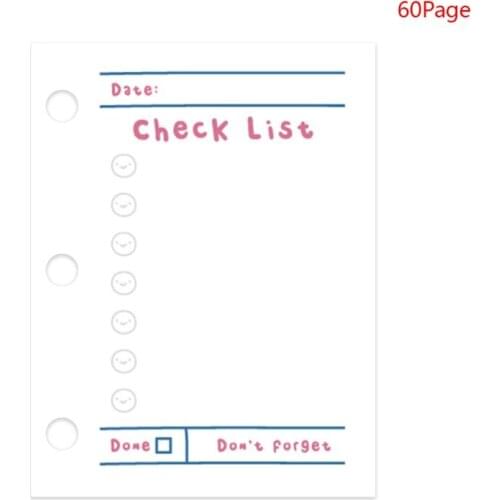 60 Sheets 60x80mm Mini 3 Hole Loose Leaf Binder Notebook Inner Page for Transparent Diary Planner Filler Pages