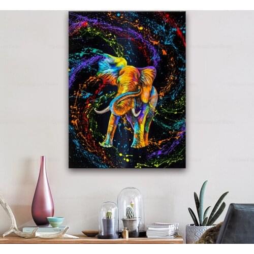 Color Abstract Elephant Owl Canvas Painting Poster Animal Wall Art Canvas Wall Pictures for Living Room Home Decor Boys Room