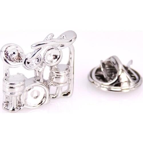 High quality Brooch for men silvery Drum Set lapel pin Successful mens music brooches accessories jewelry wholesale XZ045