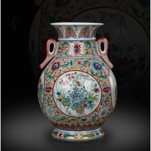 Antique Jingdezhen Hand Painted Porcelain Flower Vase Home Decoration Living Room Tabletop Vase