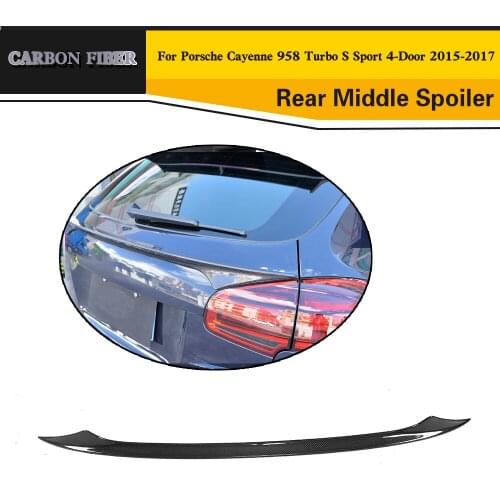 Car-Styling Carbon Fiber Auto Middle Rear Spoiler Wing for Porsche Cayenne 958 Turbo S Sport 4-Door 2015-2017