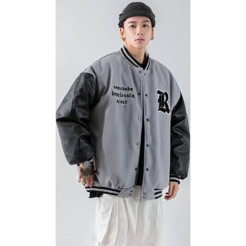 Unisex Hi Street Oversized Hip Hop Varsity Baseball Jacket Cotton Lined Thick Warm Couples Overcoat Outerwear Streetwear Tops