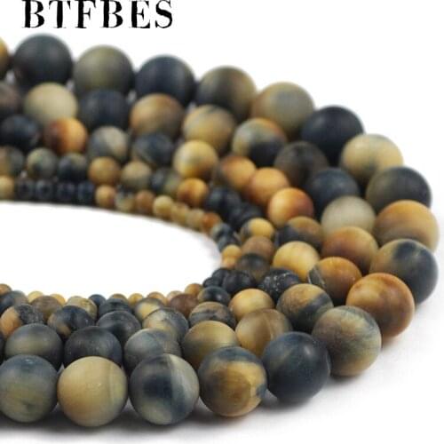 BTFBES Natural Stone Beads Matte Round dream Tiger Eye Loose Beads For Jewelry Making DIY Charms Bracelet Necklace 4/6/8/10/12mm