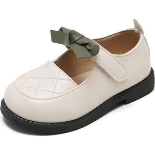 2021 hot fashion Childrens PU Single shoes spring Childrens non-slip Soft bottom flat shoes bow girl princess shoes