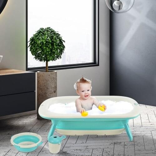 24*84.5 Cm Baby Bath Tub Set Green Tub Cute 0-36 Month Newborn Wash Basin Shampoo Cup for 0-3 Years