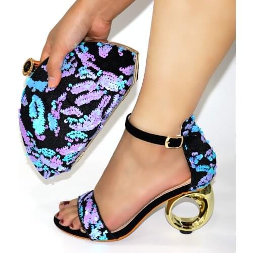 Doershow beautiful purple Italian Shoes With Matching Bags African Women Shoes and Bags Set For Prom Party Summer shoes!SMK1-10