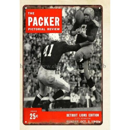 Football 1948 Green Bay Packers vs. Detroit Lions metal tin sign bar wall decor