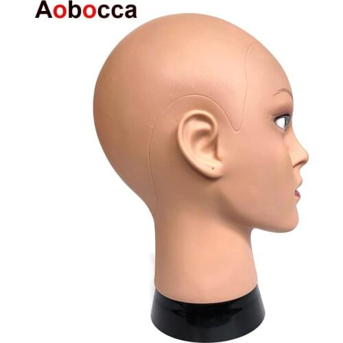 Aobocca Mannequin Head Without Hair For Making Wig Hat Display Cosmetology Manikin Head Female Dolls Bald Training Head