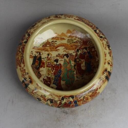 Elaborate China Jingdezhen porcelain hand painting kimono women old ashtray pot ashtray