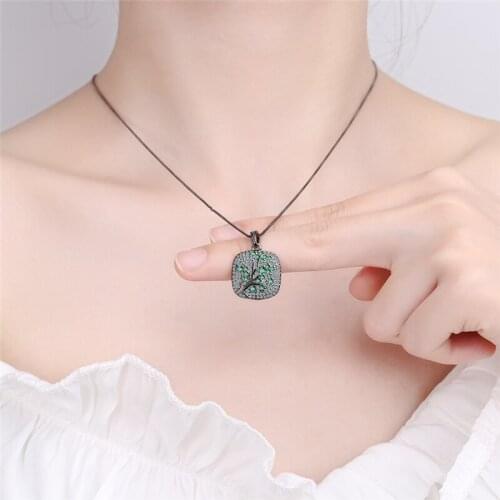 Exquisite Branches Clavicle Chain Necklace For Women Jewelry Cute Crystal Black Necklace Silver Plated Female Choker Accessories