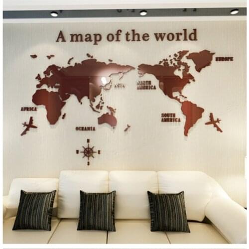 World Map Wall Stickers Acrylic 3D Solid Crystal Bedroom Wall With Living Room Classroom Stickers Office Decoration Ideas