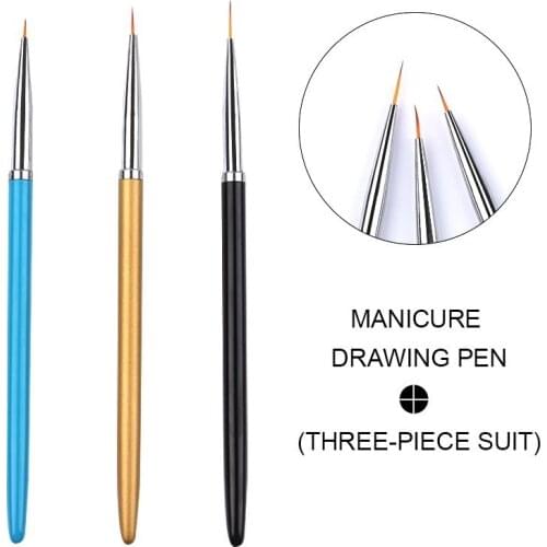 3pcs Nail Art Liner Brushes Uv Gel Painting Acrylic Nail Design Nylon Brush Nail Dotting Painting Drawing Pen Size 7/9/11mm
