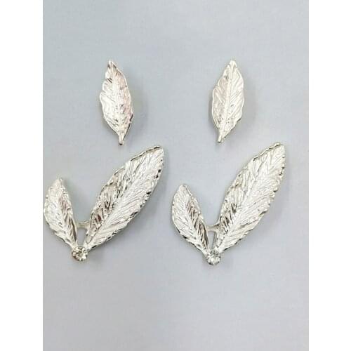 10 PCS Fashion Metal Alloy Silver Color Leaf Connectors Thin Coating Paint Charm DIY Findings For Jewelry Making