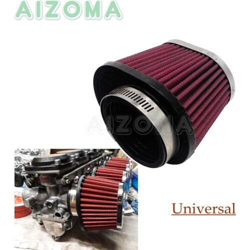 Red Universal Air Intake Filter High Flow Cleaner Fit Motorcycle Air Filter with 48mm/52mm Engine Inlet For Yamaha Suzuki Honda