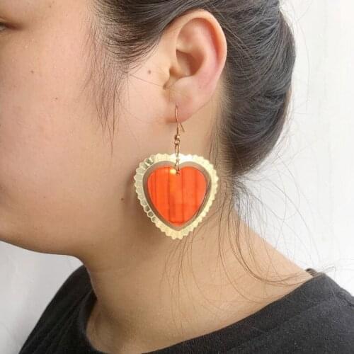 Exaggerated mirror heart-shaped fashion temperament exaggerated love fresh fashion earrings