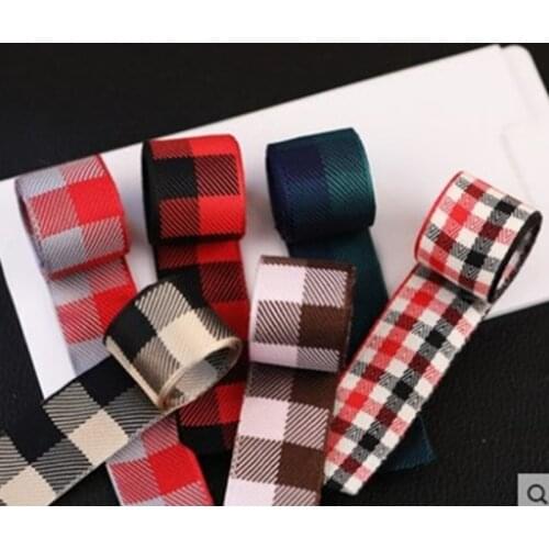 40mm 4cm Cotton Plaid Ribbons Autumn Winter Handmade Tape Ribbon DIY Bowknot Accessories Riband 5 yards/lot