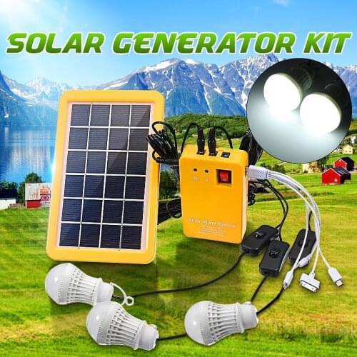 Multifunctional Solar Panel Lighting Kit with 2x/3 x LED Light Bulb Solar Generator Home DC System for Outdoor Camping