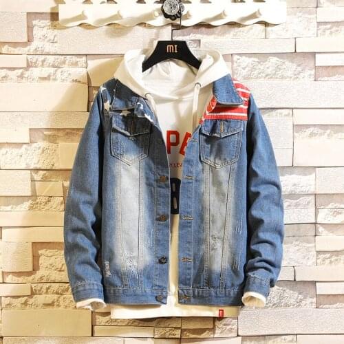 Mens Denim Jacket Casual Slim Fit Single Breasted Jacket Men