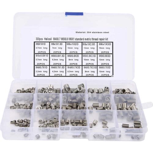300 pcs/Kit M4x0 7 M5x0 8 M6x1 Thread Repair Insert Thread Repair Tool US