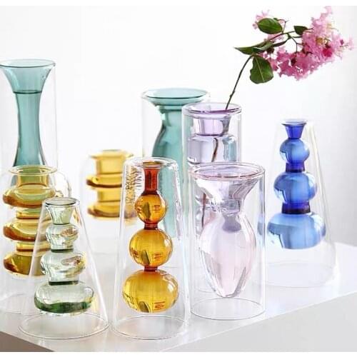 Nordic Glass Vase Transparent Living Room Table Decoration Flower Decor Vase Minimalist Gift Home Decor Vases Terrarium Decor