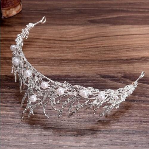 2020 New Arrival Luxury Baroque Silver Bride Pearl Hairbands Rhinestone Pageant Bridal Tiaras Crowns Wedding Hair Accessories