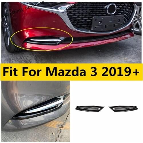 Car Front Head Fog Light Lamp Frame Stick ABS Black Cover Trim Part 2pcs Decor Exterior Accessories Fit For Mazda 3 2019 - 2021