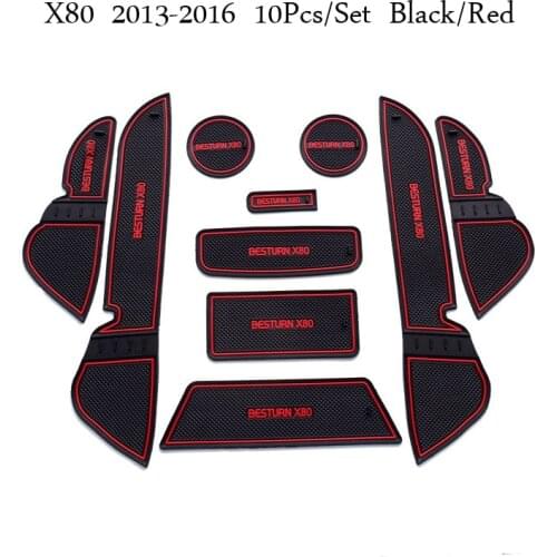 Anti-Slip Groove Rubber Mats Storage Box Pad Anti-Dust Door Gate Slot Mats for Faw Besturn X80 2013-2016 2017-2018 Car Styling