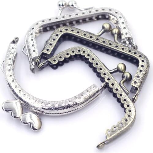 Embossed Square Arch 7.5cm Purse Pouch Bag Metal Frames Kiss Clasps Buckle Locks DIY Handbag Hardware Accessories Sewing Holes