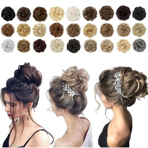 Scrunchies Messy Hair Bun Chignon Fake Rose Hair Band Afro Braid Elastic Hairpiece Tail For Women Synthetic Wrap Curly Ponytail