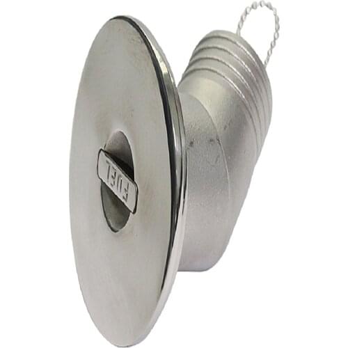 Heavy Duty Angled Neck Boat Deck Fuel Filler with Keyless Cap for Yacht Caravan RV, 316 Stainless Steel (1-1/2 Inch/38mm)