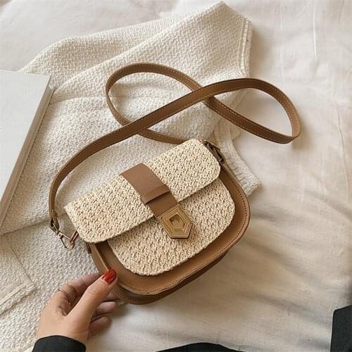 Woven Bag Womens Trendy Fashion Simple And Fresh One-shoulder Messenger Bag Western Style Saddle Bag