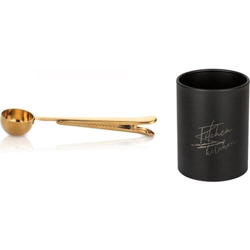 Sealing Clip Measuring Spoon Coffee Tea Spoon Golden & Storage Rack Chopsticks Tube Spoon Fork Drain Holder "Kitchen"