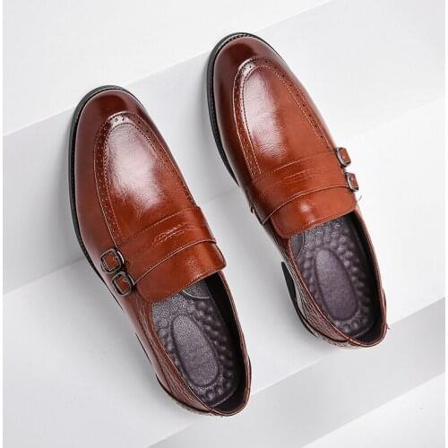 Yomior Brand New Italian Autumn Fashion Men Casual Shoes Formal Dress Loafers Business Wedding Pointed Toe Slip-On Brogue Shoes