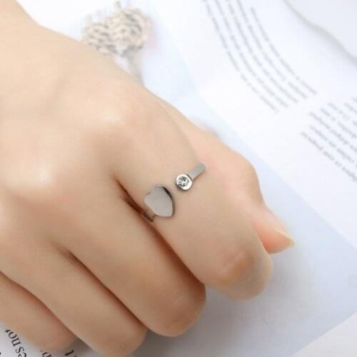 Wome ring engagement love life tree clover star ring opening stainless steel Zircon ring female jewelry kpop ring set