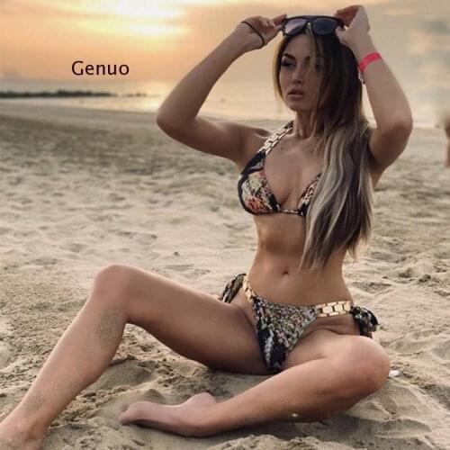 Snake Print Bikinis Mujer Triangle Swimsuit Female Biquinis Micro Bikini Set Push Up Swimwear Women Bathing Suit New