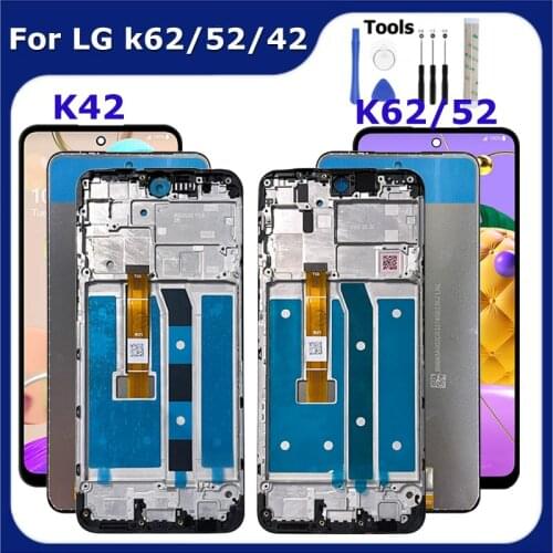 6.6" For LG K42 K52 K62 LMK420 LMK520 LCD Display Replacement Touch Screen Digitizer Assembly Spare Parts With Frame