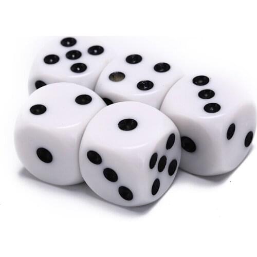 10mm/16mm Drinking Dice Acrylic White Round Corner Hexahedron Dice Club Party Table Playing Games RPG Dice Set 5Pcs/Lot