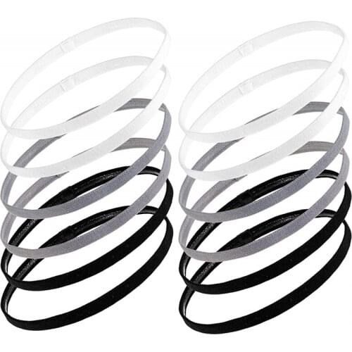 12 Pieces Thick Non-Slip Elastic Sport Headbands Hair Headbands,Exercise Hair and Sweatbands for Women and Men