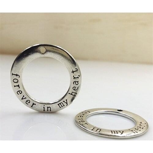 20pcs 29mm Jewelry accessories Ancient alloy metal lettering forever in my heart charm pendant for bracelet DIY making
