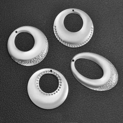 20Pcs Fashion Stainless Steel Embossing Teardrop/Round Link Connectors Dangle Earring Charms DIY For Jewelry Making Handmade