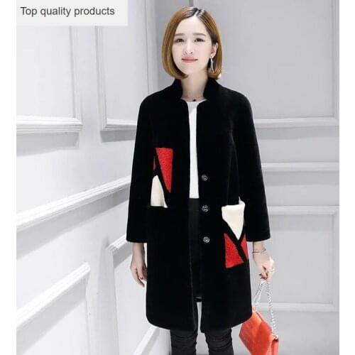 2020 Womens Fur Coat Real Wool Jackets Winter Warm Sheep Shearling Fur Jacket Female Long Trench Coats Hot Thick Overcoat YQ304