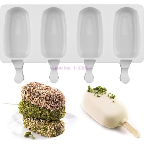 50 pcs 4 Cavities Silicone Freezer Ice Cream Mold candy bar Making Tool Juice Popsicle Molds Children Pop Lolly Tray Ice maker